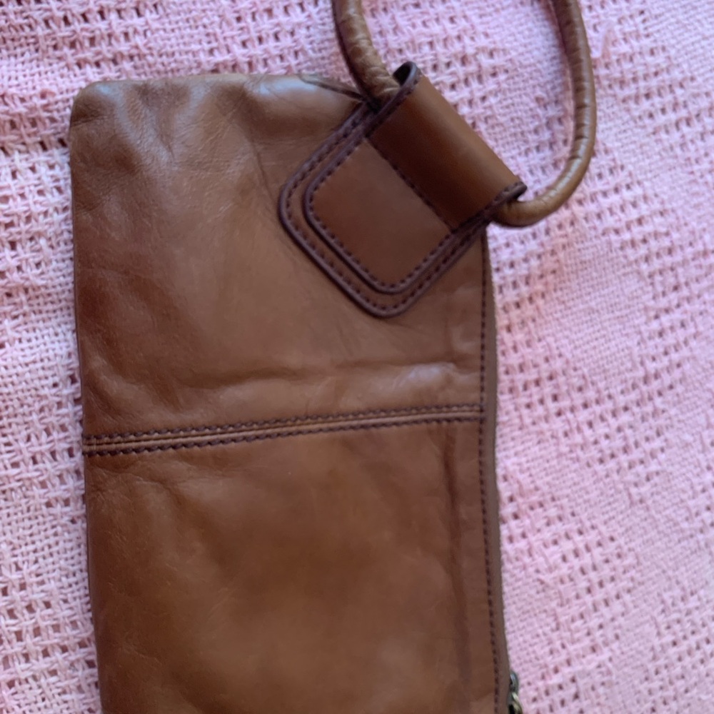 The Hobo Brown Leather Wristlet